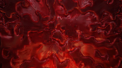 3d rendering abstract background with small cubes and waves effect