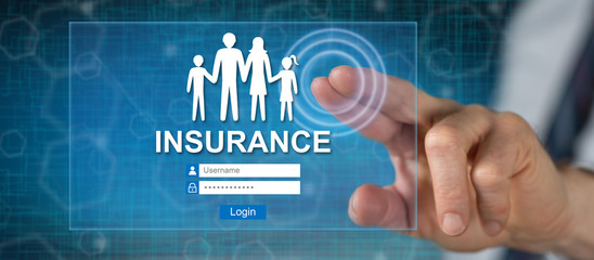 Man touching insurance concept