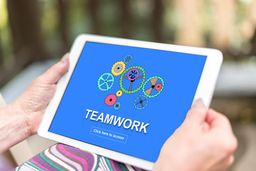 Teamwork concept on a tablet