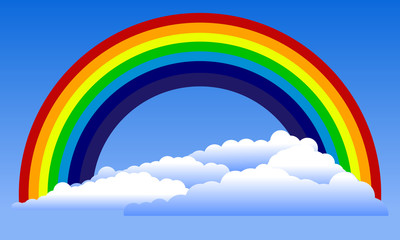Beautiful rainbow and cloud vector illustration