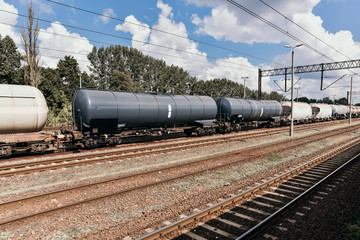 Fototapeta na wymiar The train tanks with oil and fuel.