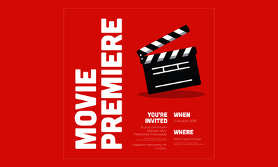 Naklejka premium Movie Premiere Ticket Invitation Design with Where and When Details