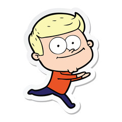 sticker of a cartoon happy man
