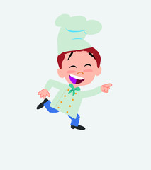 Chef running smiling.