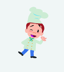 Chef doing the OK sign with his hand.