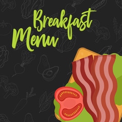 Menu concept for restaurant and cafe Breakfast menu template. Flat style sandwich