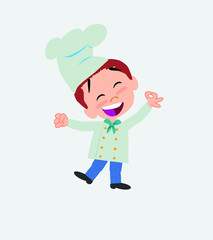 Chef exulting in happiness