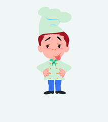 Chef in waiting attitude with funny expression.