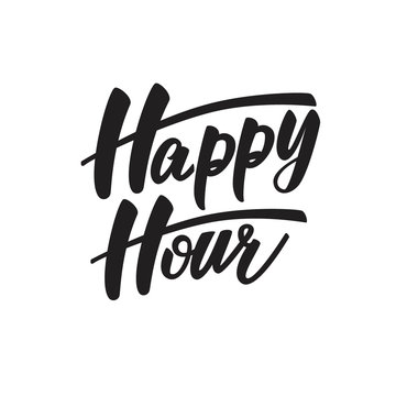 Happy Hour Lettering Design. Vector Illustration.