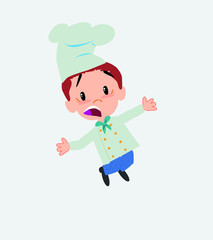 Chef jumping terrified.