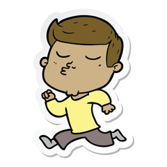 sticker of a cartoon model guy pouting