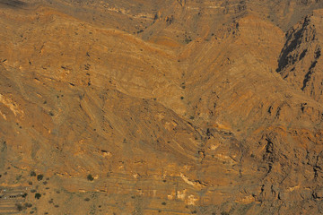 A beautiful landscape of the highest UAE mountains. Jebel jais. Al Hajar Mountains. Ras Al Khaimah