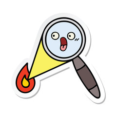 sticker of a cute cartoon magnifying glass