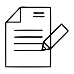 line drawing cartoon of writing a document