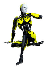 3D Rendering Male Robot on White