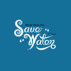 Blue Save Water Typographical Design Elements.World Water Day icon.March,22.Minimalistic design for World Water Day concept.Vector illustration