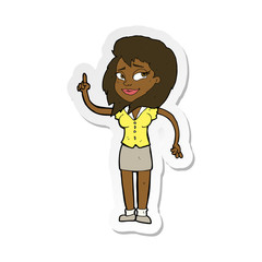sticker of a cartoon pretty woman with idea