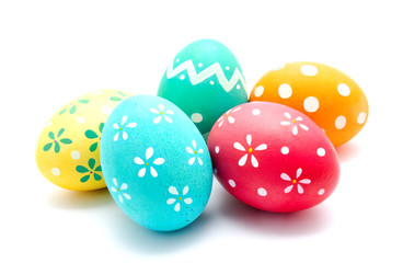 Obraz premium Perfect colorful handmade easter eggs isolated