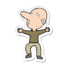 sticker of a cartoon worried middle aged man