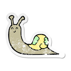 distressed sticker of a cute cartoon snail