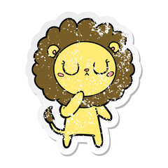 distressed sticker of a cartoon lion