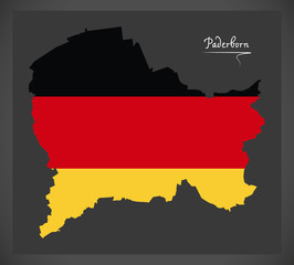 Paderborn City map with German national flag illustration