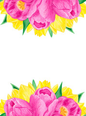 Tulip frame Wedding invitation card design Watercolor floral decor