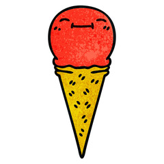 quirky hand drawn cartoon happy ice cream