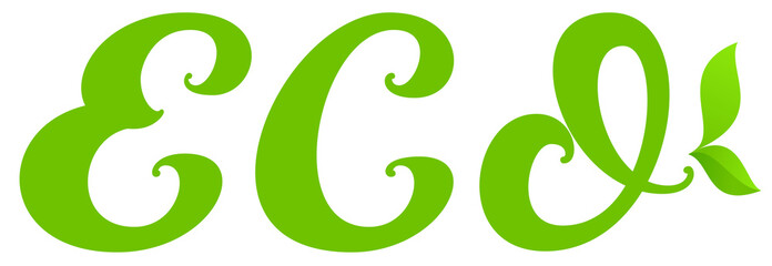 Eco text type natural healthy product green leaf symbol