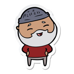 sticker of a cartoon happy bearded man