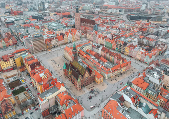 Wroclaw old town aerial - obrazy, fototapety, plakaty