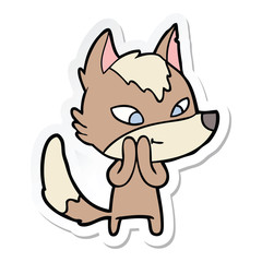 sticker of a friendly cartoon wolf