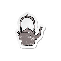 retro distressed sticker of a cartoon kettle