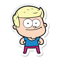 sticker of a cartoon happy man