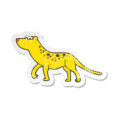 retro distressed sticker of a cartoon leopard