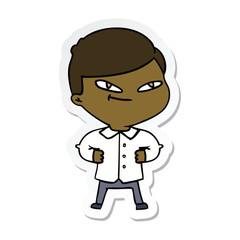 sticker of a cartoon confident man