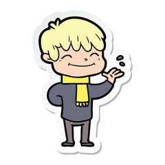 sticker of a cartoon happy boy
