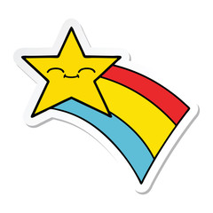 sticker of a cute cartoon shooting rainbow star