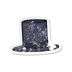 retro distressed sticker of a cartoon top hat