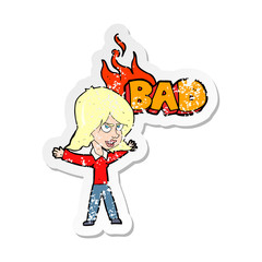 retro distressed sticker of a cartoon bad woman