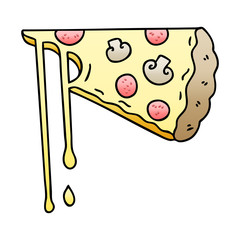 quirky gradient shaded cartoon cheesy pizza