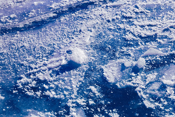 Blue ice texture. Abstract arctic winter background.