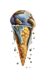 Ice Cream World - Concept of Climate Change, danger. desaturated version
