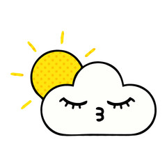 comic book style cartoon sunshine and cloud