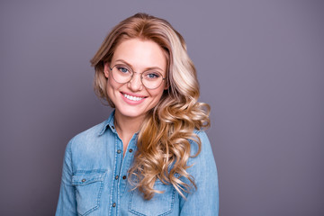 Close-up portrait of her she nice cute charming sweet lovable lovely attractive cheerful...