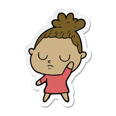 sticker of a cartoon calm woman