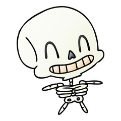 gradient cartoon of spooky kawaii skeleton