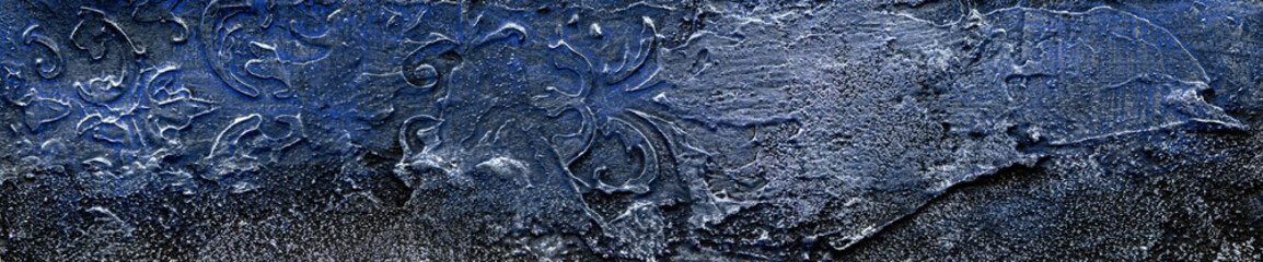 blue and gold embossed plaster background