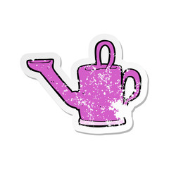 retro distressed sticker of a watering can cartoon