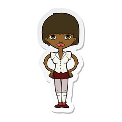 sticker of a cartoon woman with hands on hips